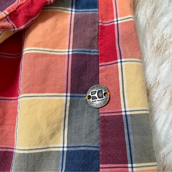 Hugo Boss mens checkered roll tab button down - Picture 8 of 9